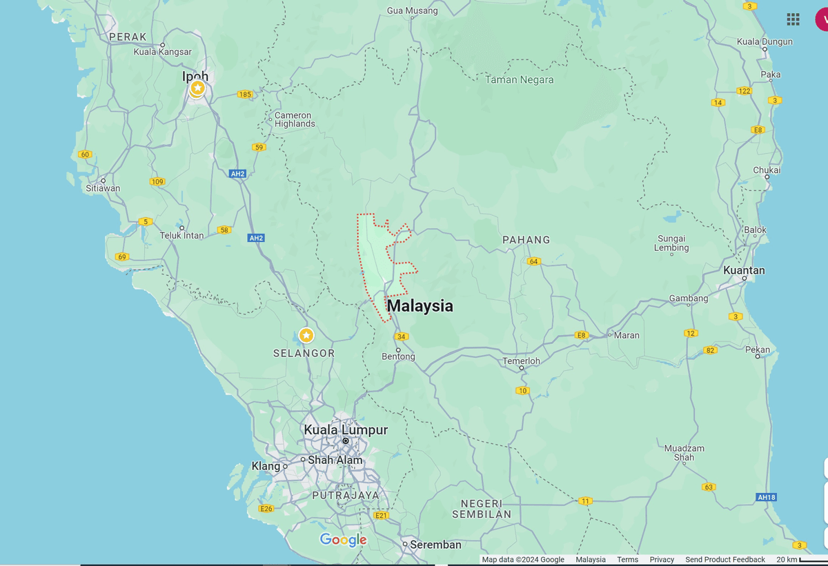 Map of Raub, Pahang